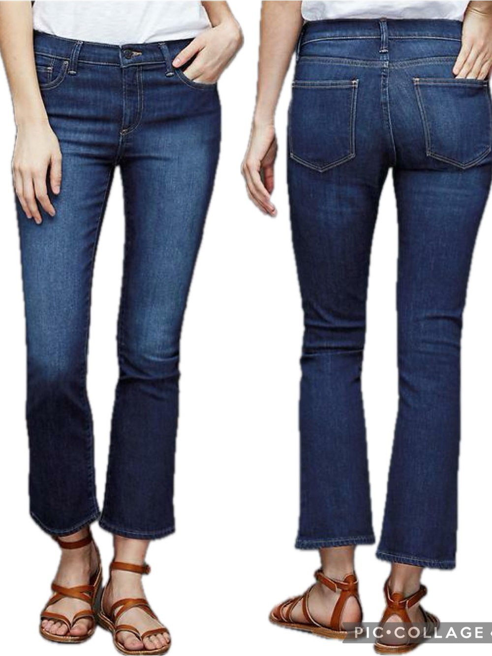 GAP Authentic 1969 Crop Kick Mid-Rise Jeans In Dark Indigo Denim